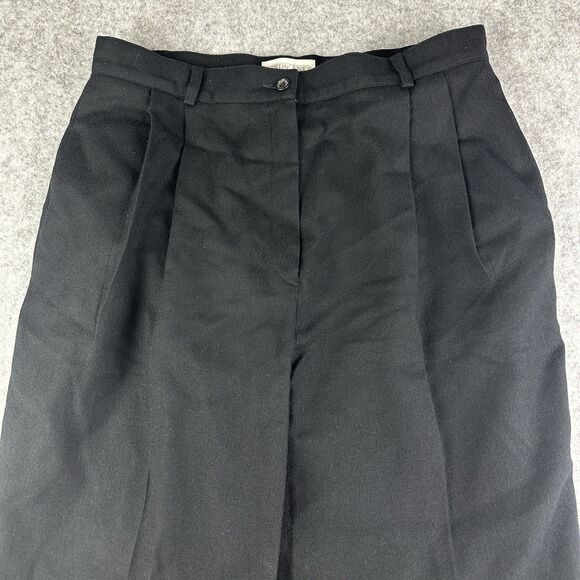 Vintage Lands End Wool Pants Womens 14 Tall Black 80s Pleated Trouser USA Made - Picture 2 of 13